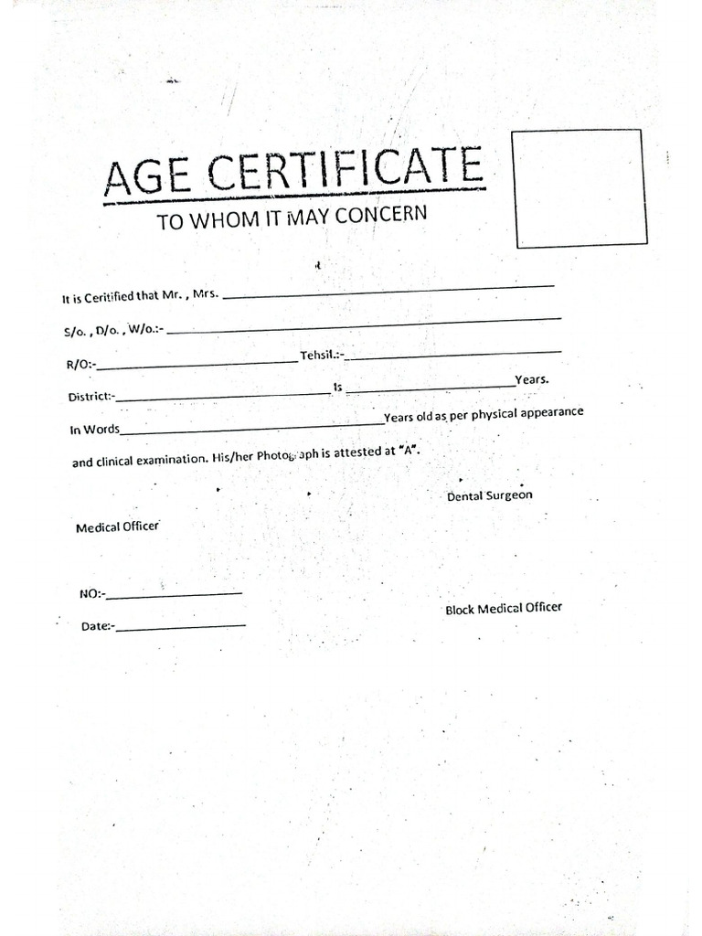Old Age Certificate | PDF