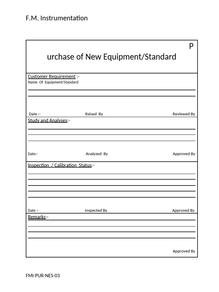 Purchase of New Equipment | PDF