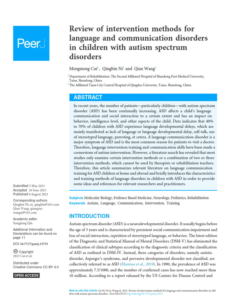 Language Intervention for Autism Disorders | PDF | Autism | Mental Disorder