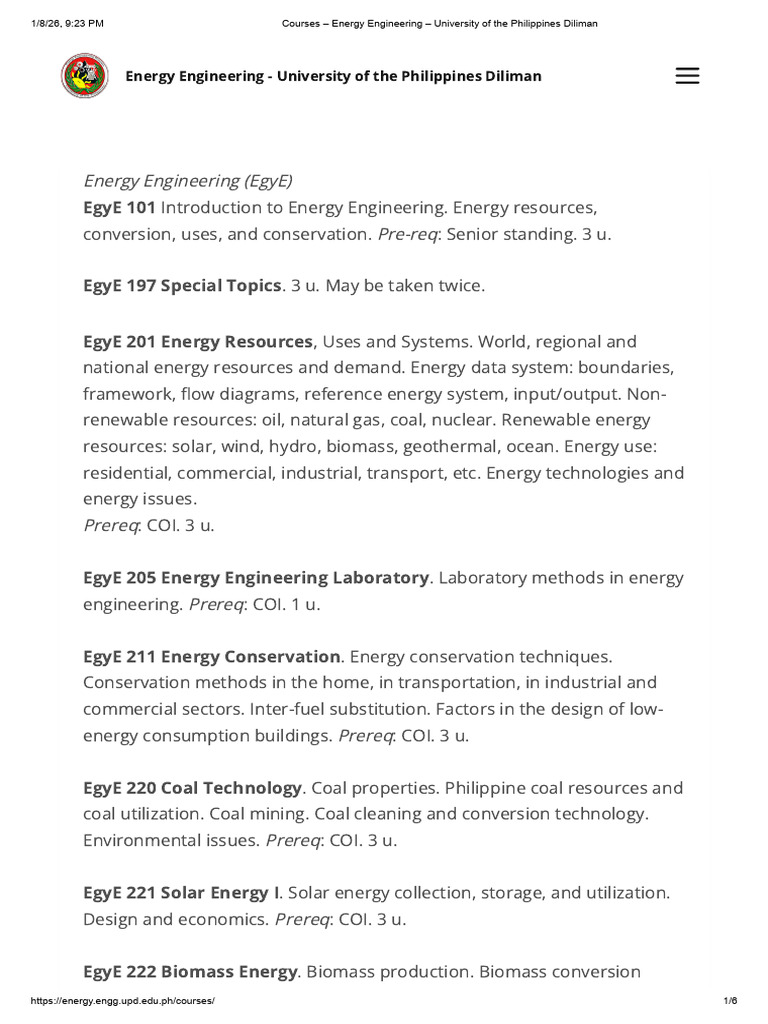 Energy Engineering Course Overview | PDF | Energy Development | Biofuel