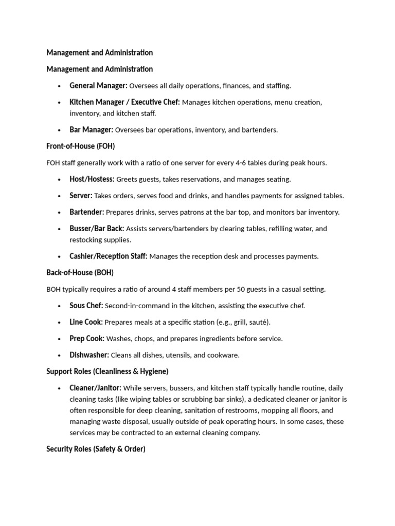 Management Roles in Hospitality Industry | PDF | Pump | Waiting Staff
