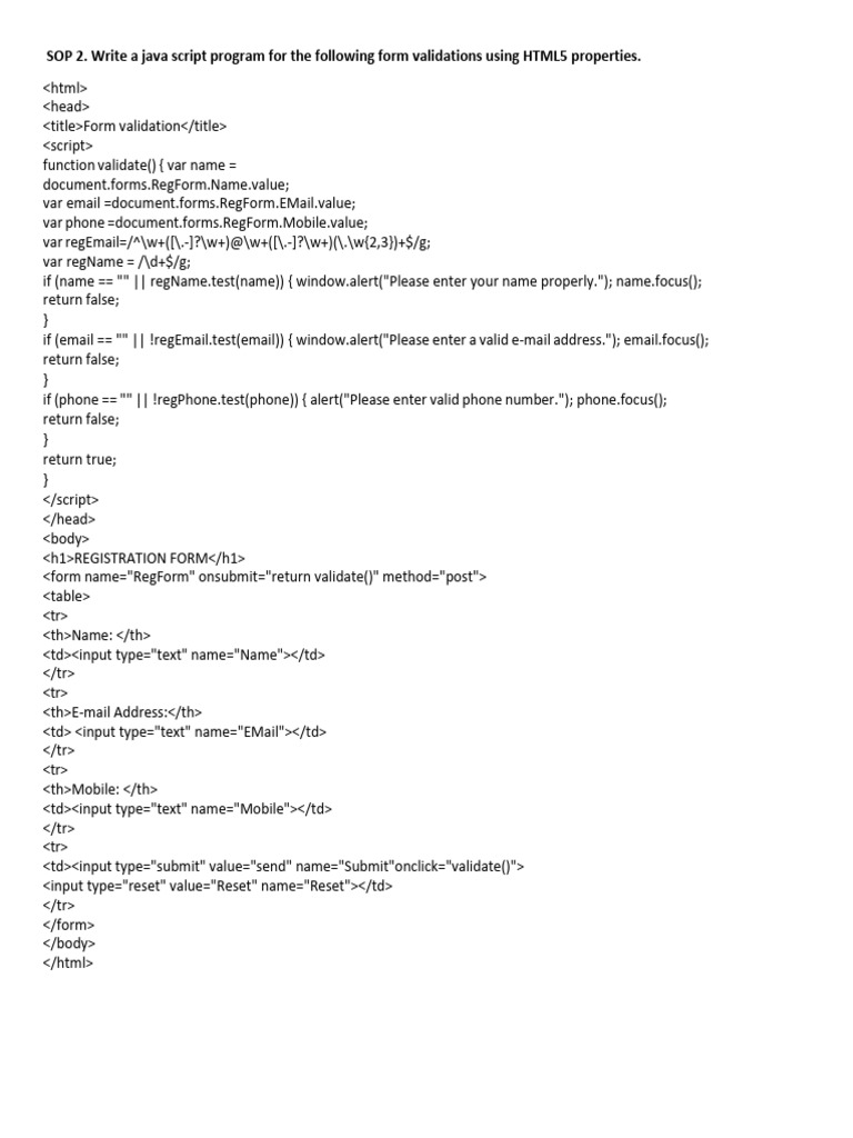 JavaScript Form and String Validations | PDF | Computer Programming ...
