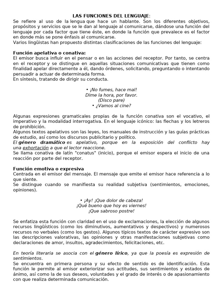 Funciones del Lenguaje Explicadas | PDF | Comunicación | Comunicación ...