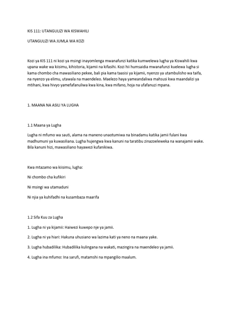 KIS 111_ UTANGU-WPS Office | PDF