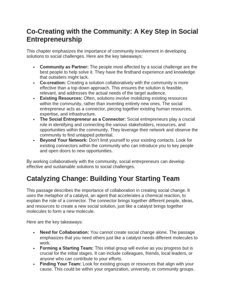 Community Co-Creation in Social Ventures | PDF | Entrepreneurship ...
