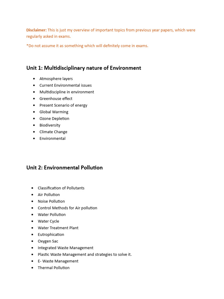 Key Environmental Topics Overview | PDF
