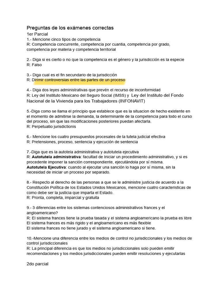 Preguntas de Los Examenes Correctas | PDF | Jurisdicción | Sentencia (ley)