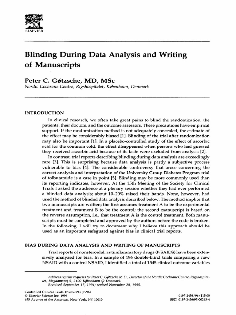Blinding in Clinical Data Analysis | PDF | Medicine | Medical Specialties