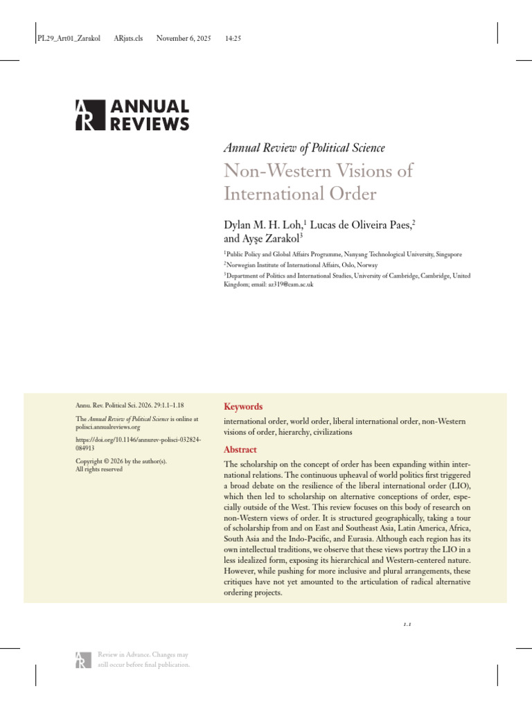 Non Western Visions of International Order | PDF | China | World Politics