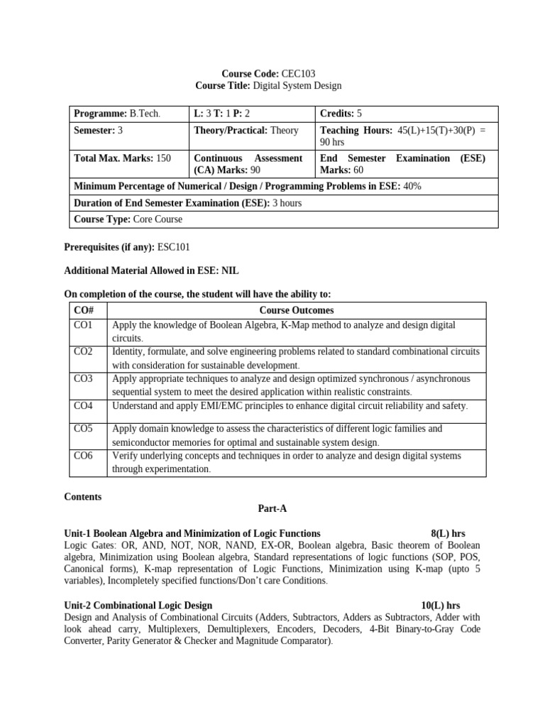 Digital System Design Course Overview | PDF | Logic Gate | Digital ...