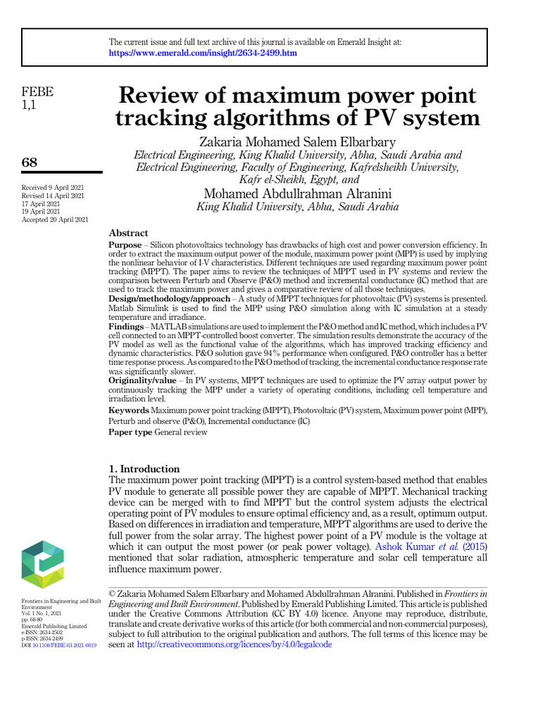 MPPT Techniques for PV Systems Review | PDF | Photovoltaics | Solar Energy