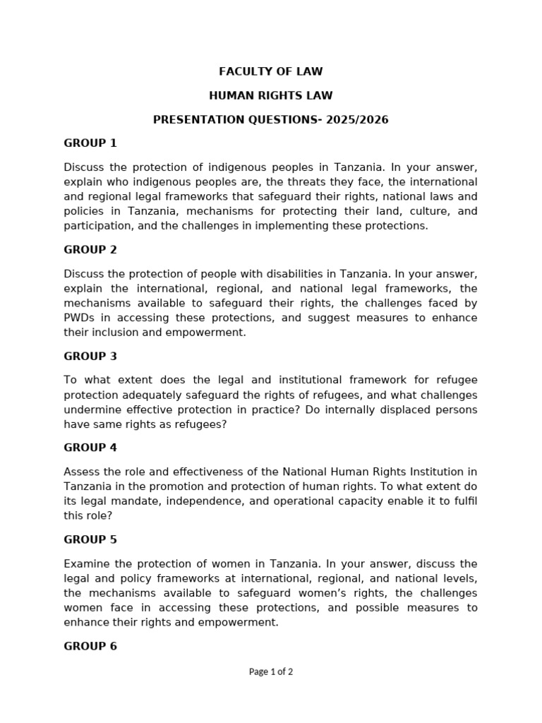 Human Rights Law in Tanzania: Key Issues | PDF | International Criminal ...