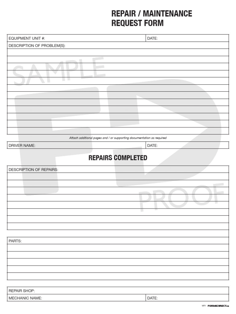 Equipment Repair Request Form | PDF