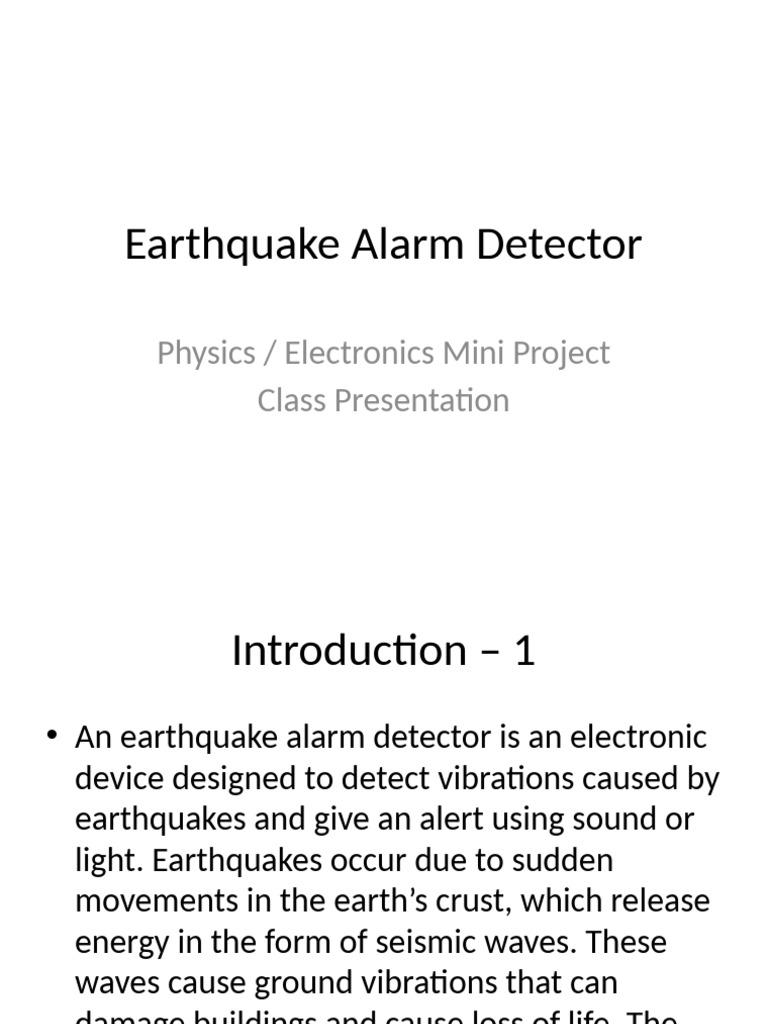 Earthquake Alarm Detector Project Guide | PDF | Earthquakes | Sensor