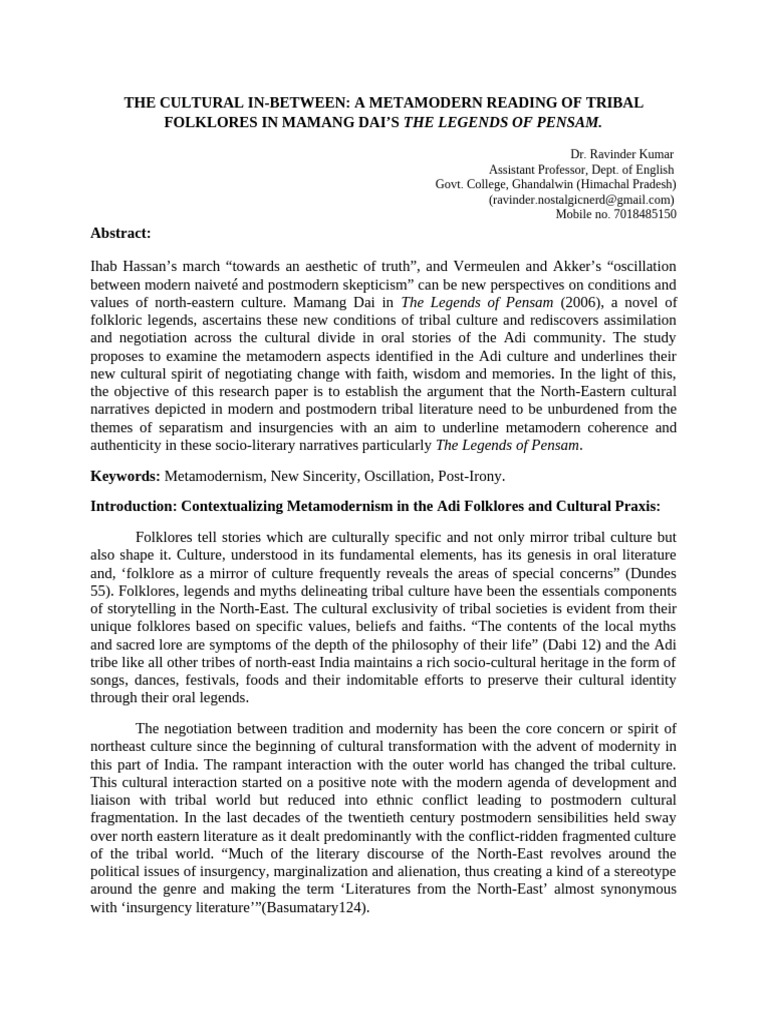 Research Paper, Dr. Ravinder Kumar, New Academia. Jan.2024. | PDF ...