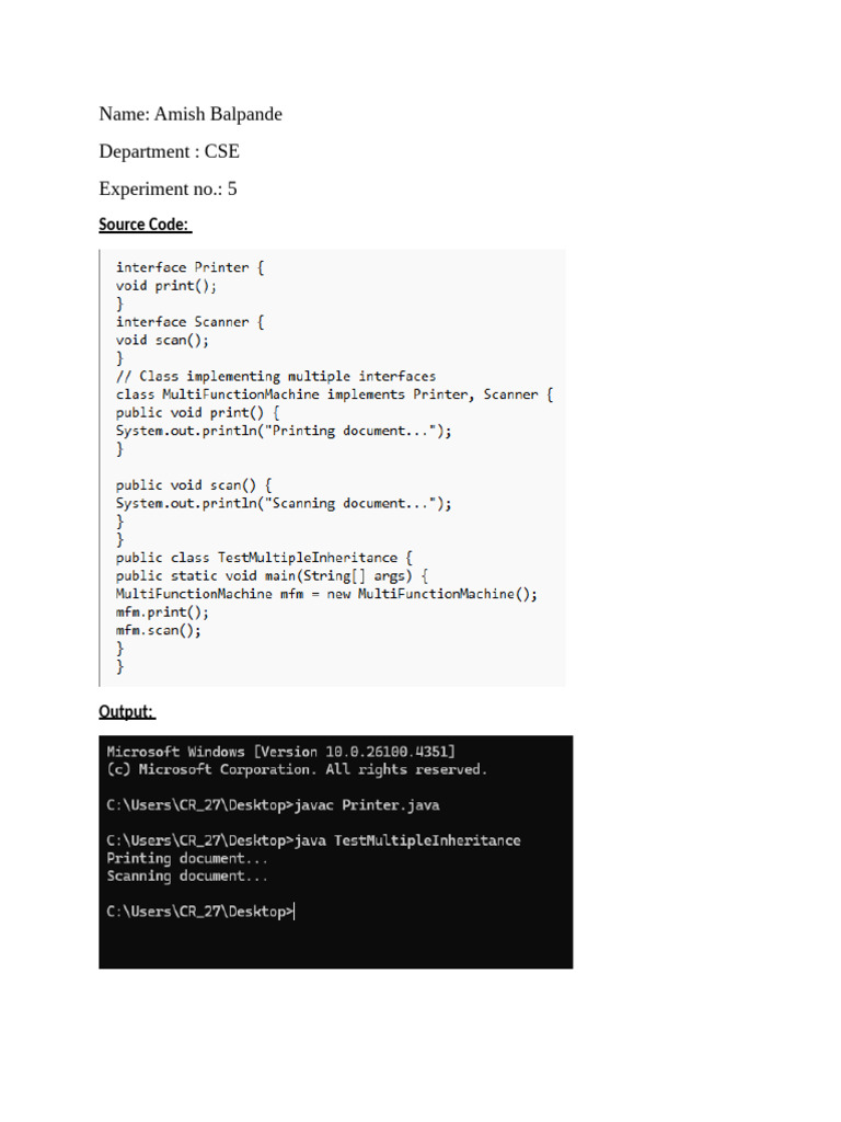 Name: Amish Balpande Department: CSE Experiment No.: 5: Source Code | PDF