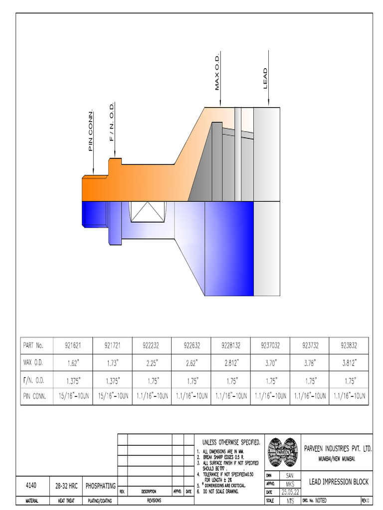 Lead Impression Block Specifications | PDF