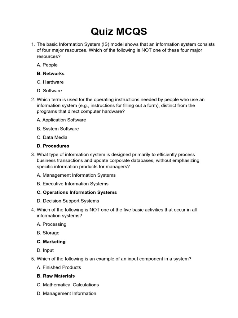 MIS Mcqs | PDF | System | Information System