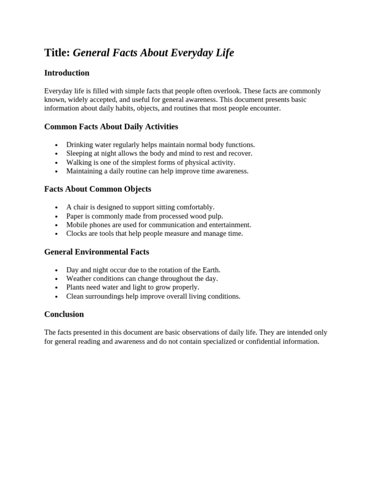 Everyday Life: Essential Facts Explained | PDF