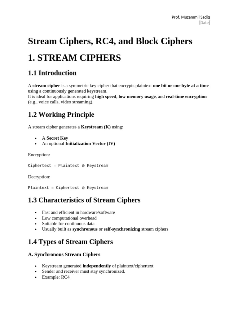 Stream Ciphers and RC4 Explained | PDF | Encryption | Applied Mathematics
