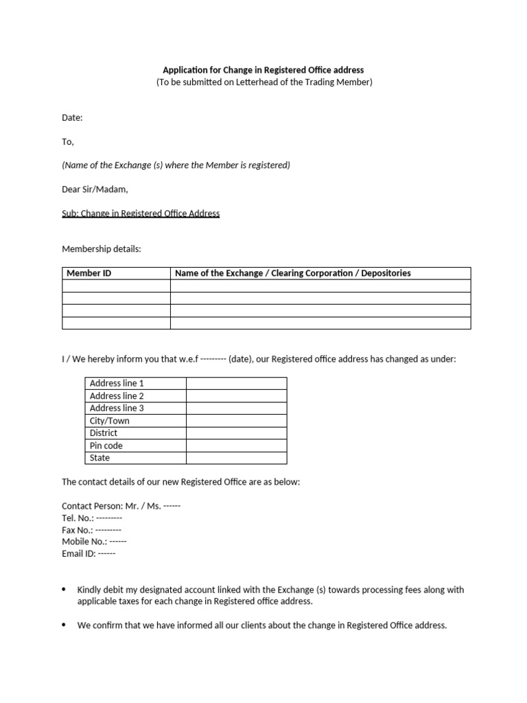 Change of Registered Office Address Form | PDF