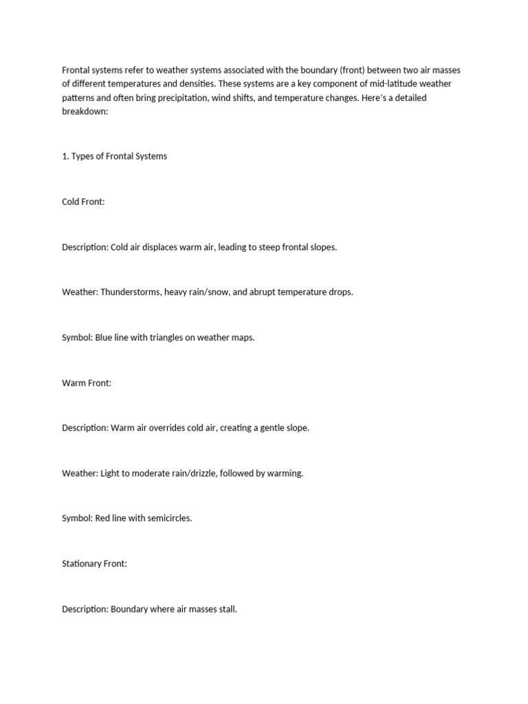 Understanding Frontal Weather Systems | PDF