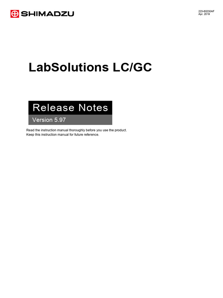 LabSolutions LC/GC Version 5.97 Notes | PDF | Microsoft Windows | Computing