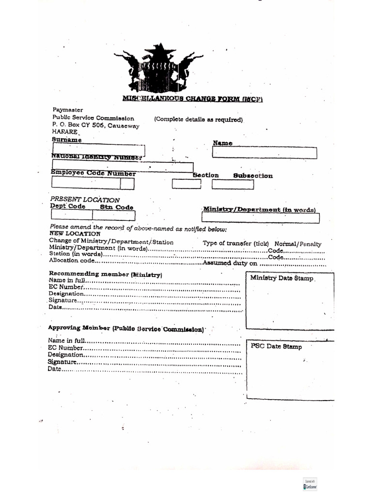 Miscellaneous Change Form | PDF