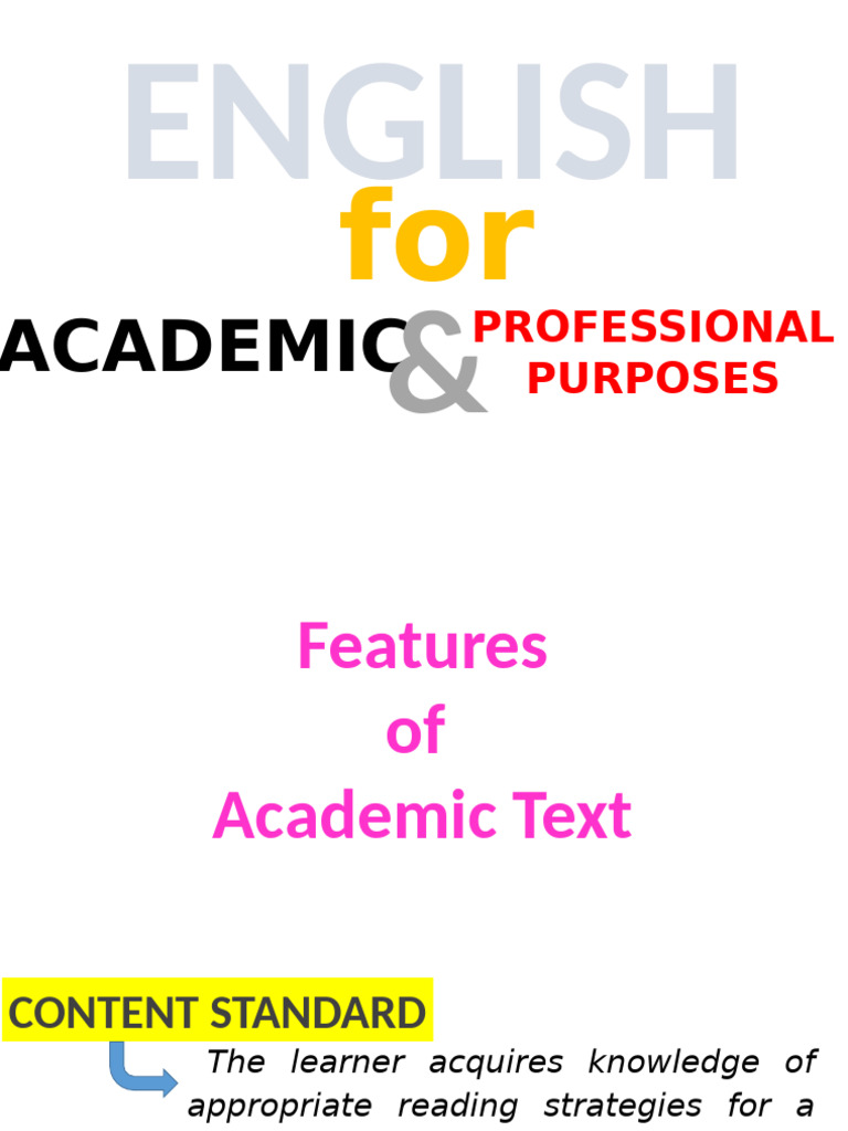 Features of Academic Texts Explained | PDF | Vocabulary | English Language