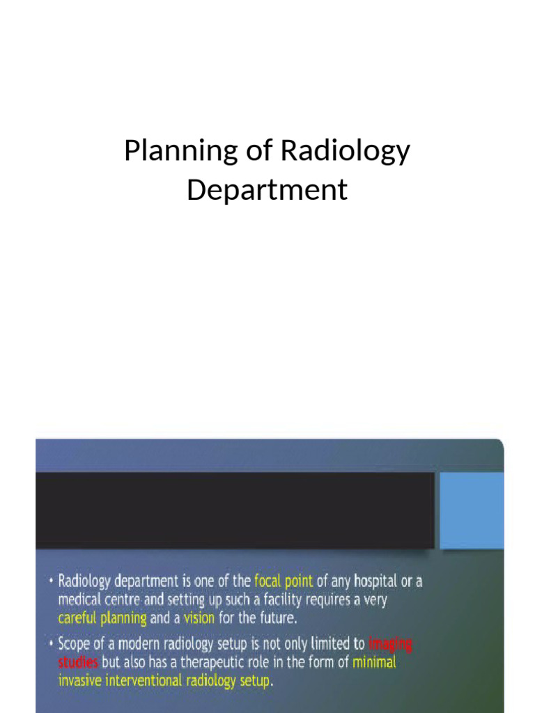 Radiology Dept Planning | PDF