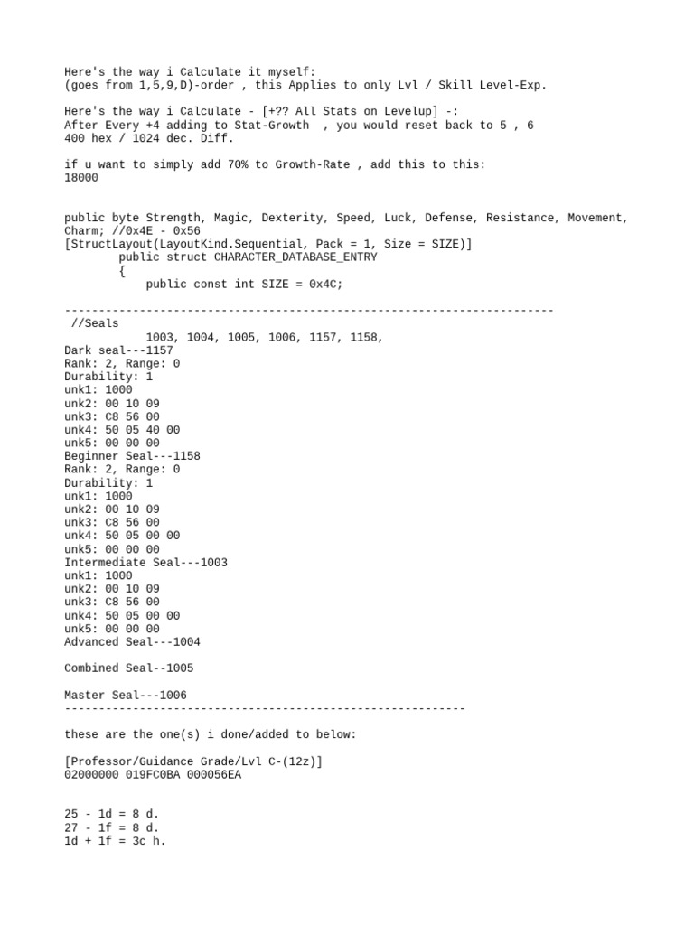Level Up Stat Calculation Guide | PDF | Computer Programming | Software ...