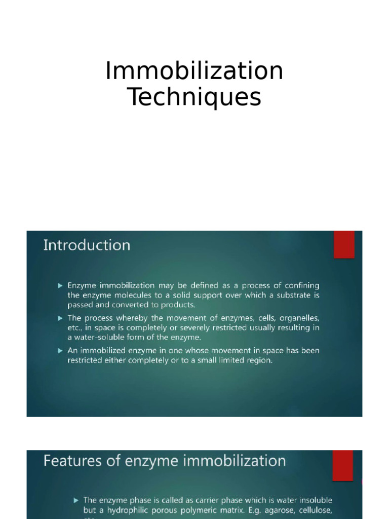 Immobilization Techniques | PDF
