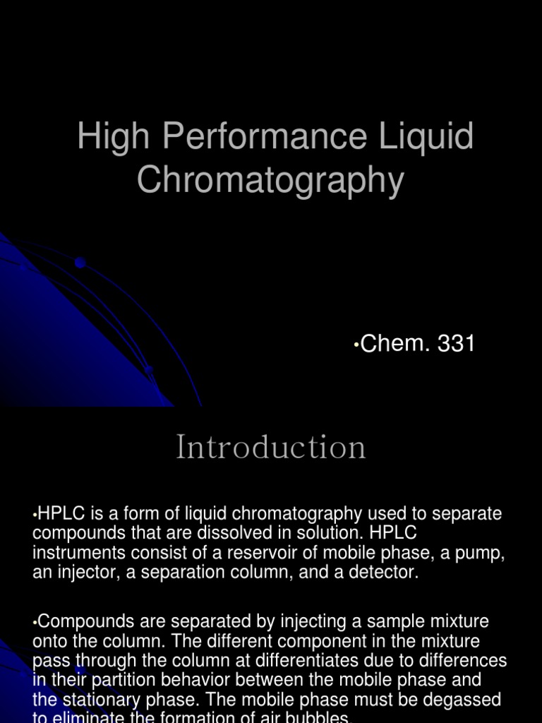 High Performance Liquid Chromatography PDF High Performance Liquid