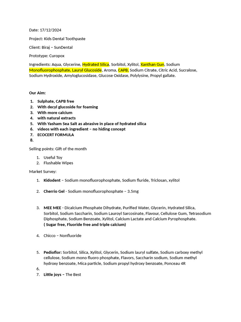 Project - Kids Toothpaste | PDF