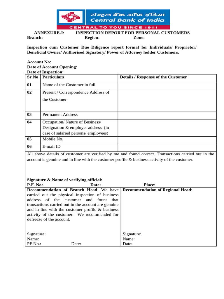 Customer Due Diligence Inspection Report | PDF | Business | Economies