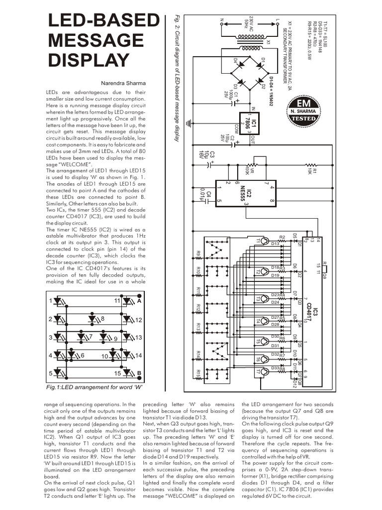 LED Message Display Circuit Design | PDF | Rectifier | Power Electronics