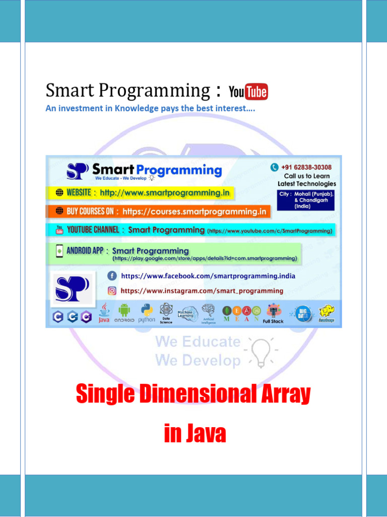 Single Dimensional Array in Java by Deepak Smart Programming Lyst7812 ...