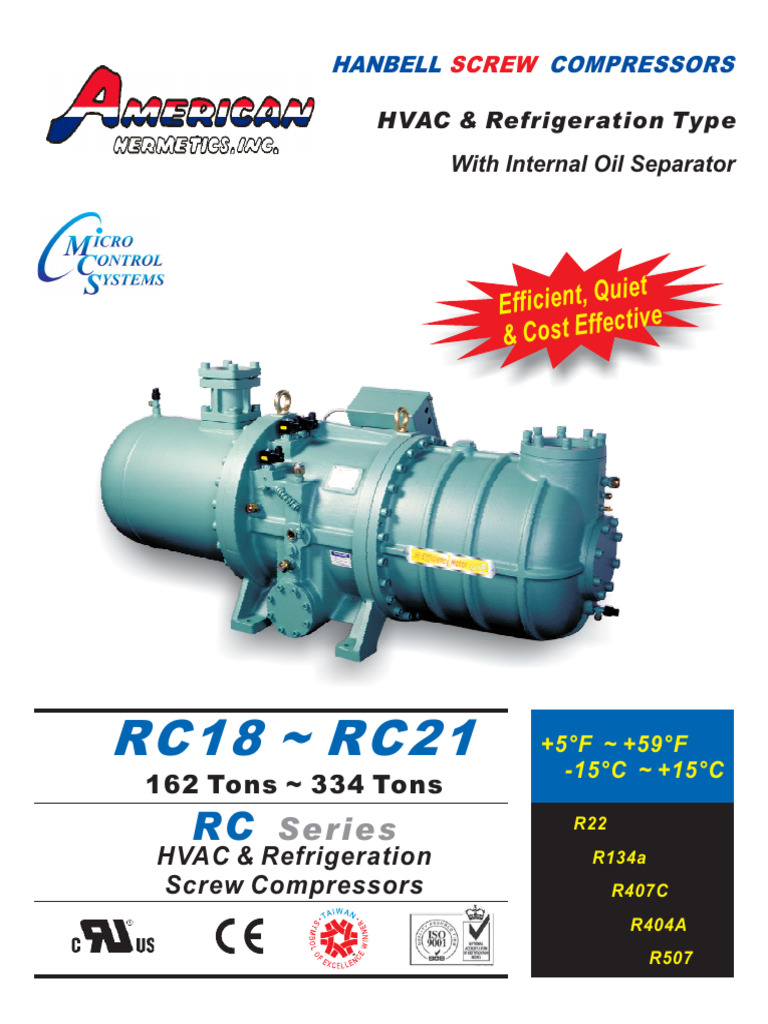 Hanbell RC Series Screw Compressors | PDF | Energy Technology ...