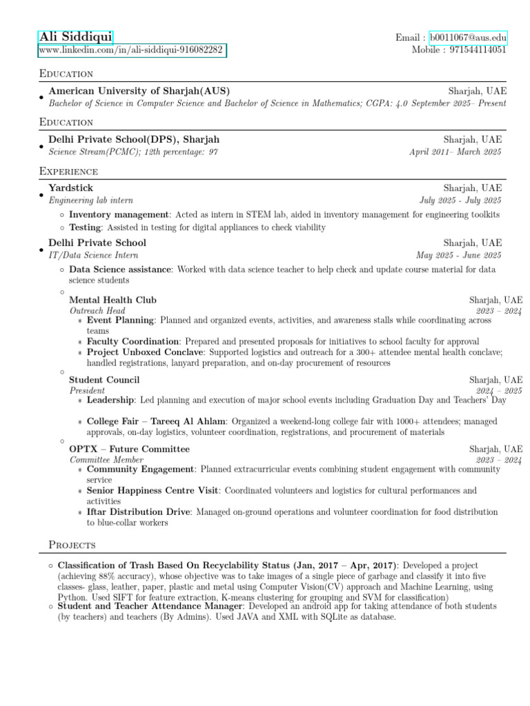 Ali Siddiqui: Computer Science Profile | PDF | Computer Programming ...