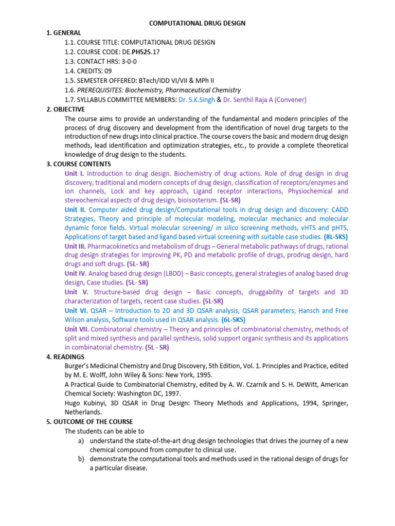 Computational Drug Design Course Overview | PDF | Drug Design ...