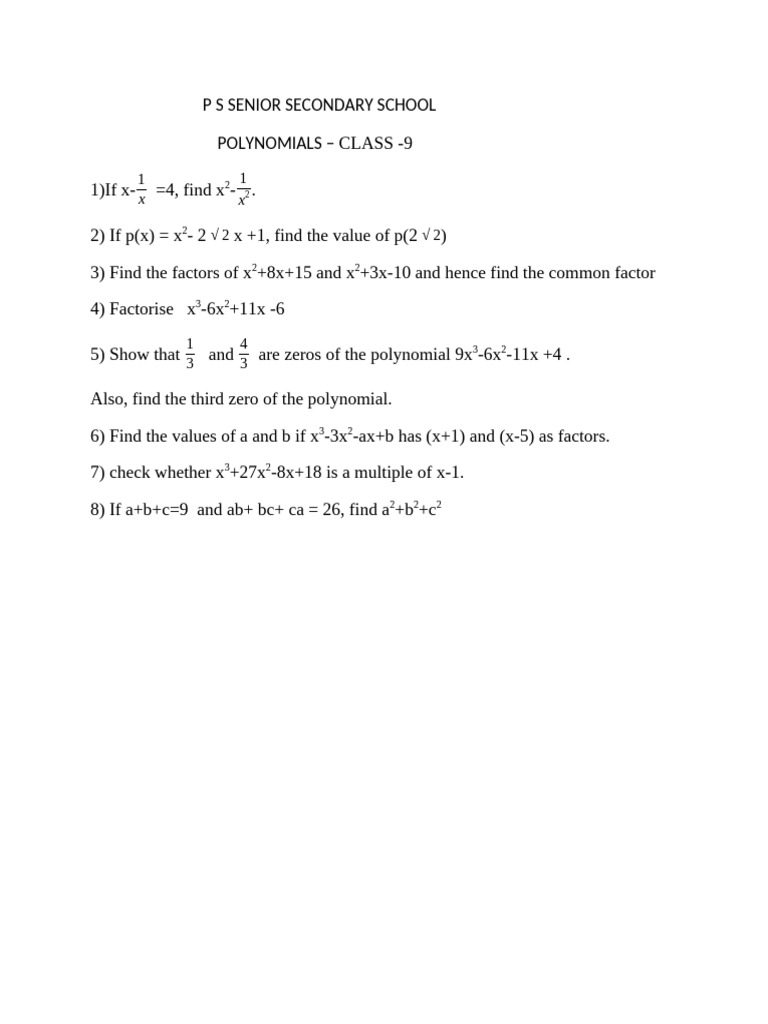 Class 9 Home Work | PDF