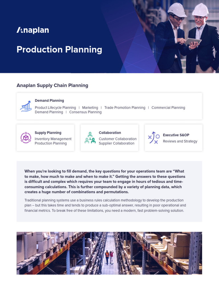 Anaplan Production Planning Overview | PDF | Inventory | Demand