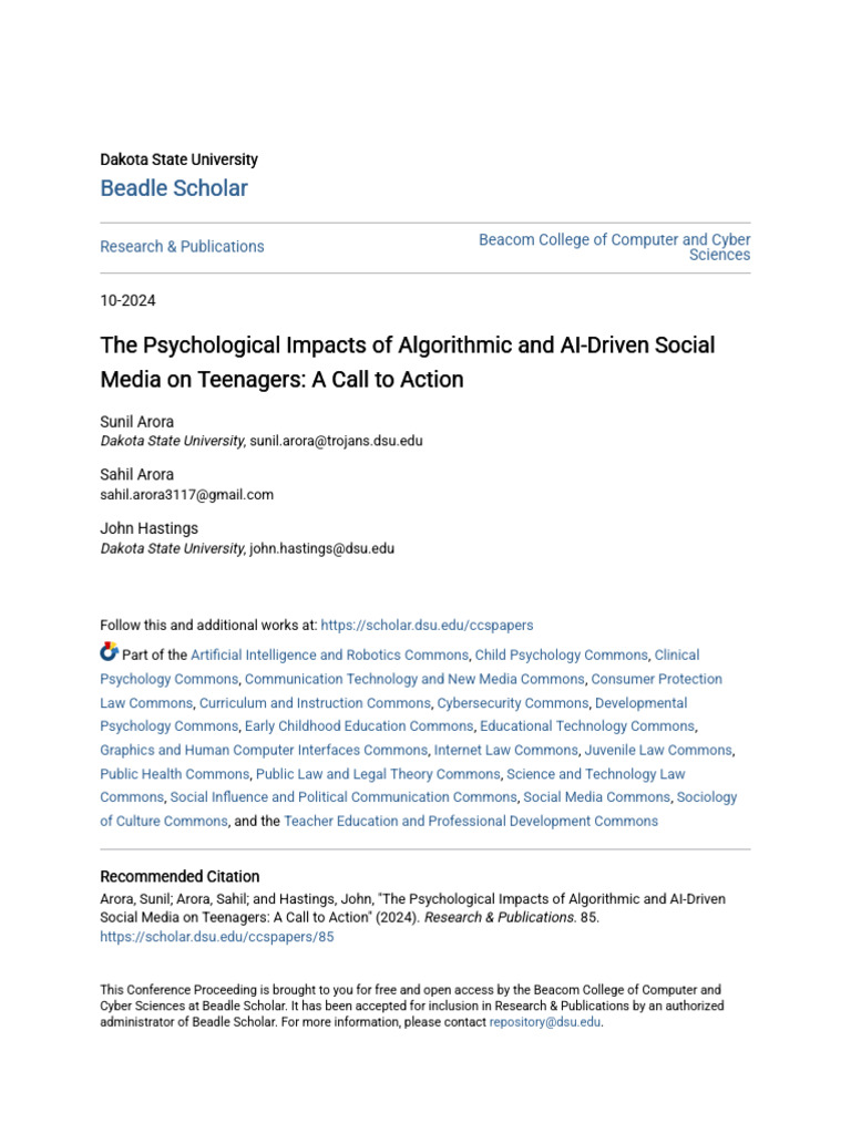 Psychological Effects of AI on Teens | PDF | Artificial Intelligence ...