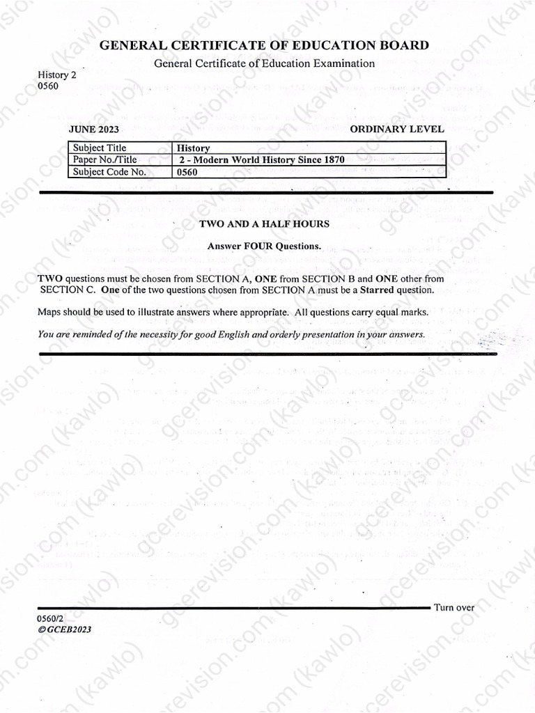 Ol 2023 History 2 Copy | PDF