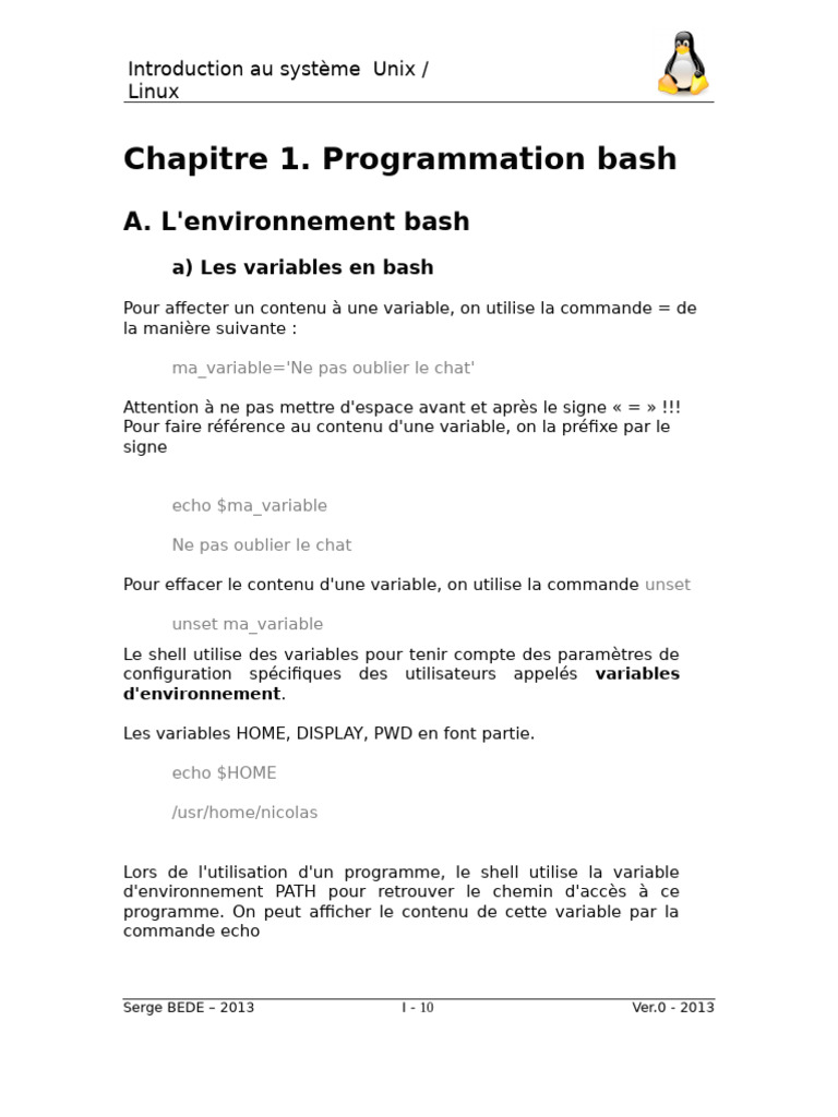 Introduction à la programmation Bash | PDF | Structure de contrôle ...