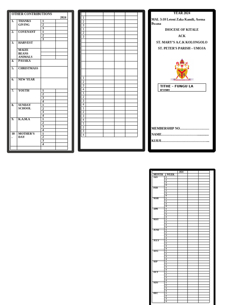 2024 Contributions and Tithe Schedule | PDF