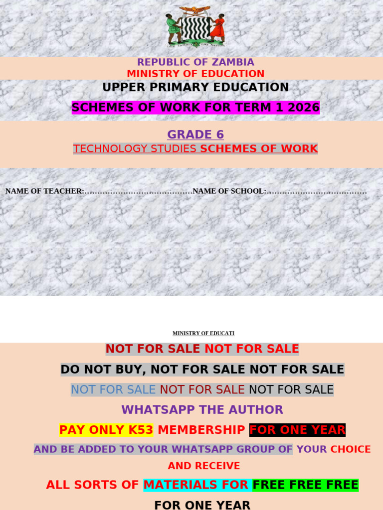 Grade 6 Technology Studies Schemes of Work Term 1 2026 | PDF | Adhesive ...