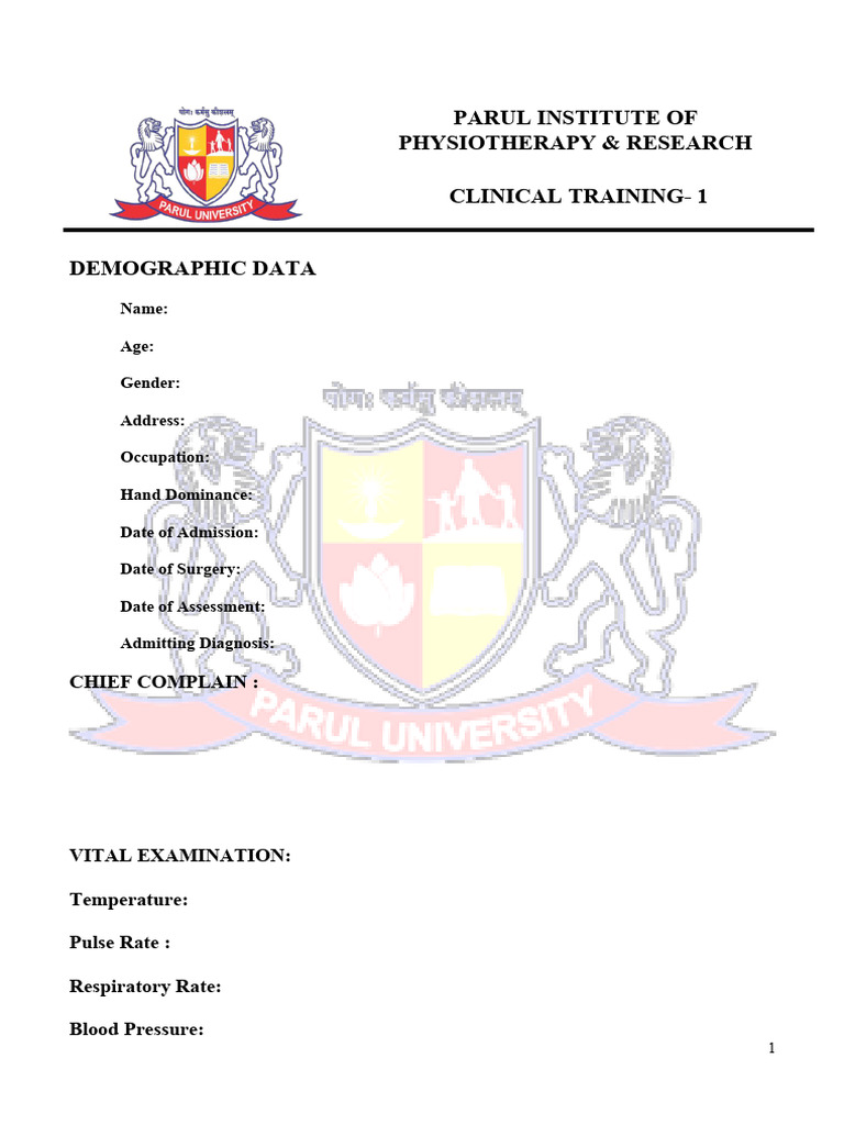 Clinical Training Demographic Data Form | PDF | Symptoms And Signs ...