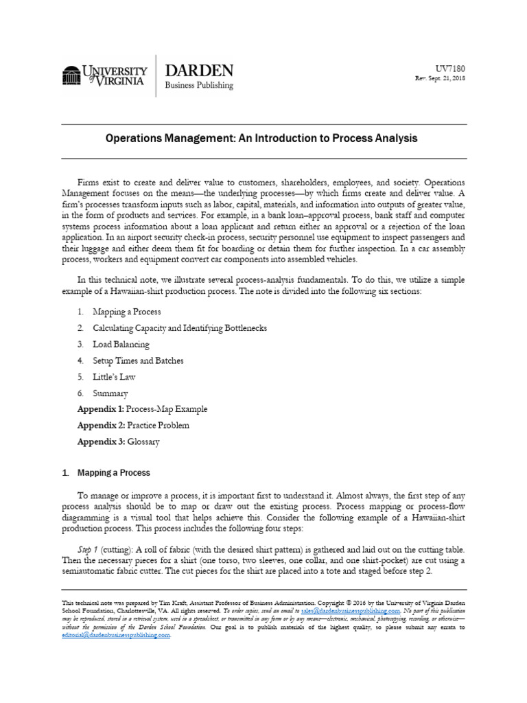 Process Analysis in Operations Management | PDF | Inventory
