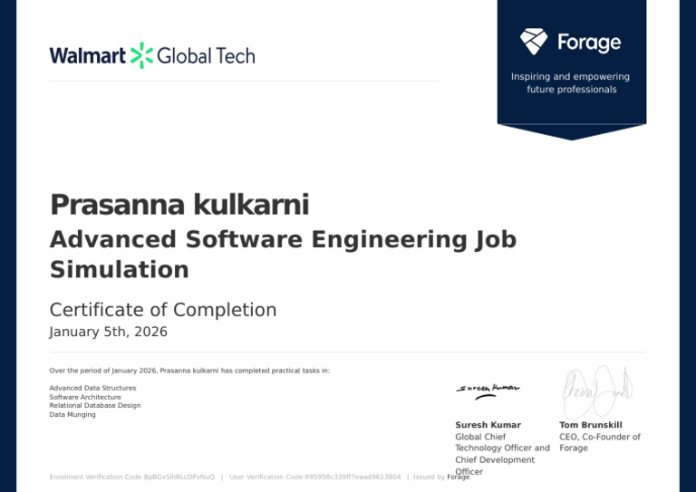Prasanna Kulkarni's Software Engineering Certificate | PDF